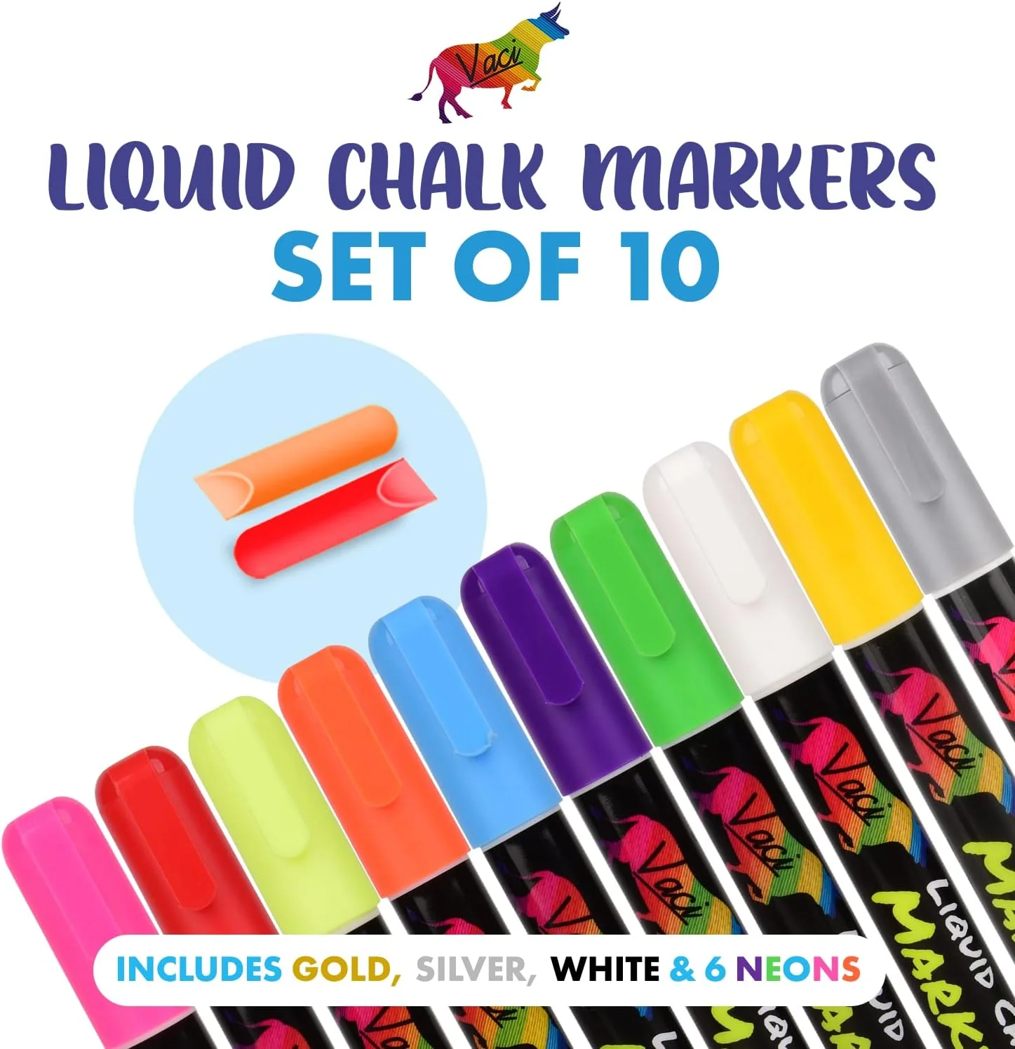 Vaci Neon Liquid Chalk Markers - 10 Pack - Image 3