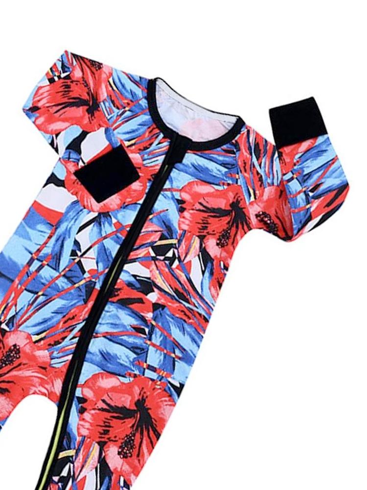 Vibrant Red, White & Blue Baby Zip Sleepsuit with Hand & Feet Cuffs (Various Sizes) - Image 2