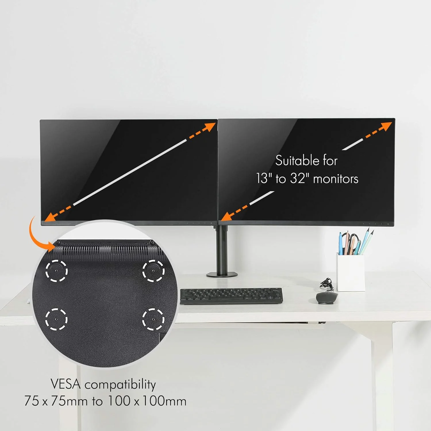 VonHaus Dual Monitor Stand for 13-27" Screens - Image 3