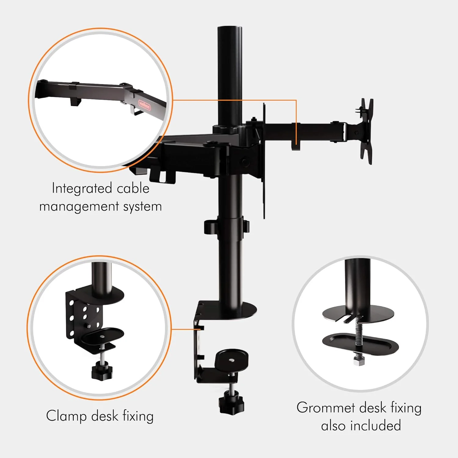 VonHaus Dual Monitor Stand for 13-27" Screens - Image 4