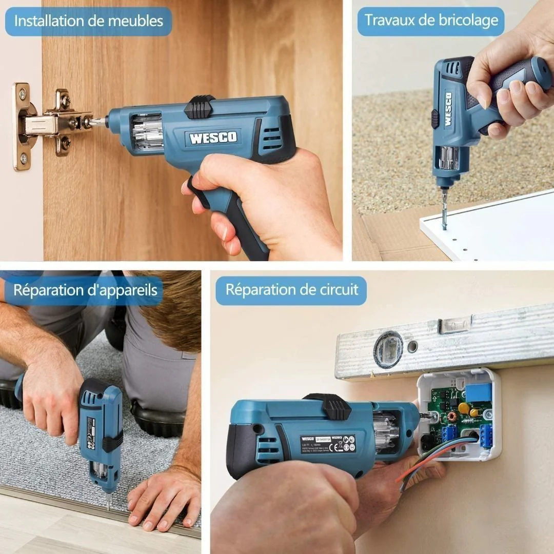 Wesco 3.6 Volt Lithium Screwdriver, Powerful, With Led Light, 6 Bits Included - Image 5
