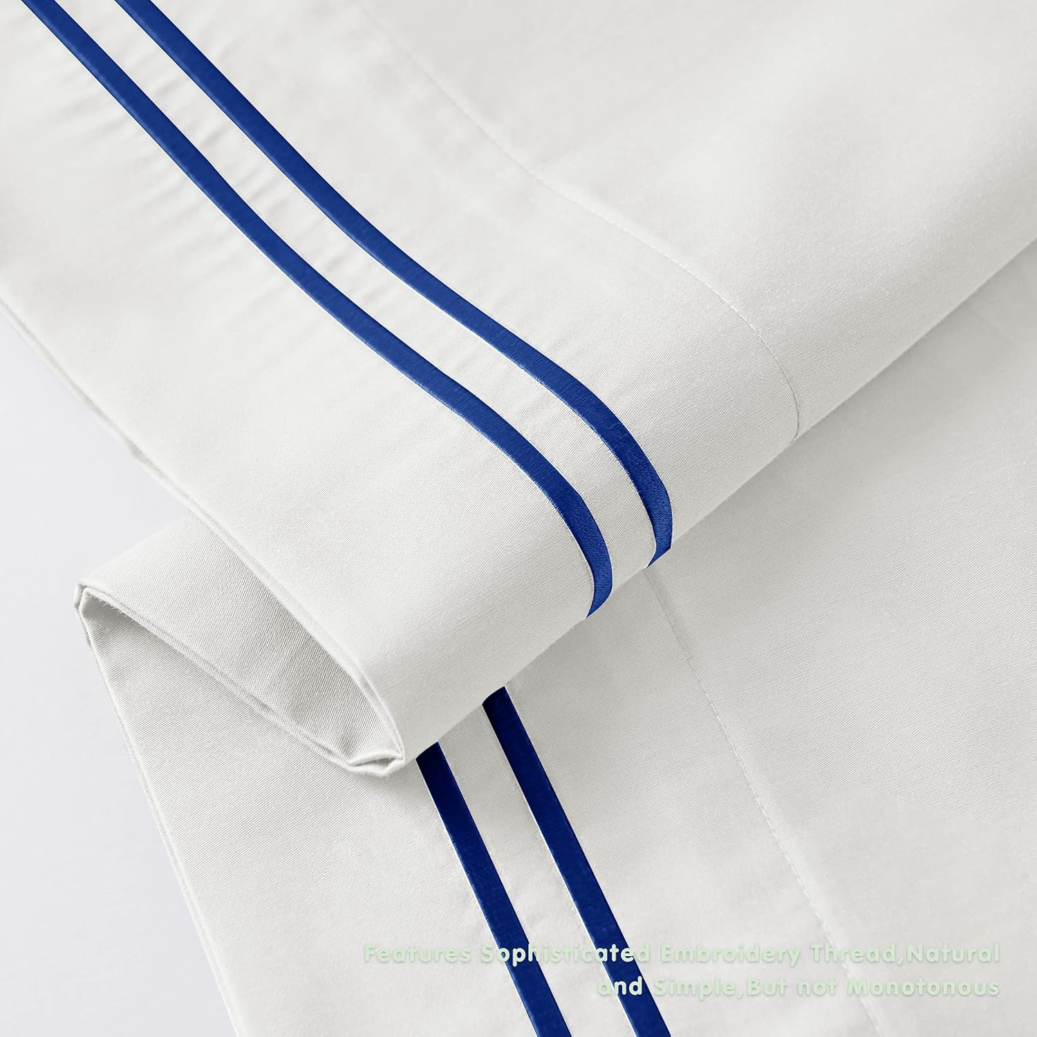 White Double Duvet Cover Set - 3 piece Cotton and Tencel Blend - Image 4