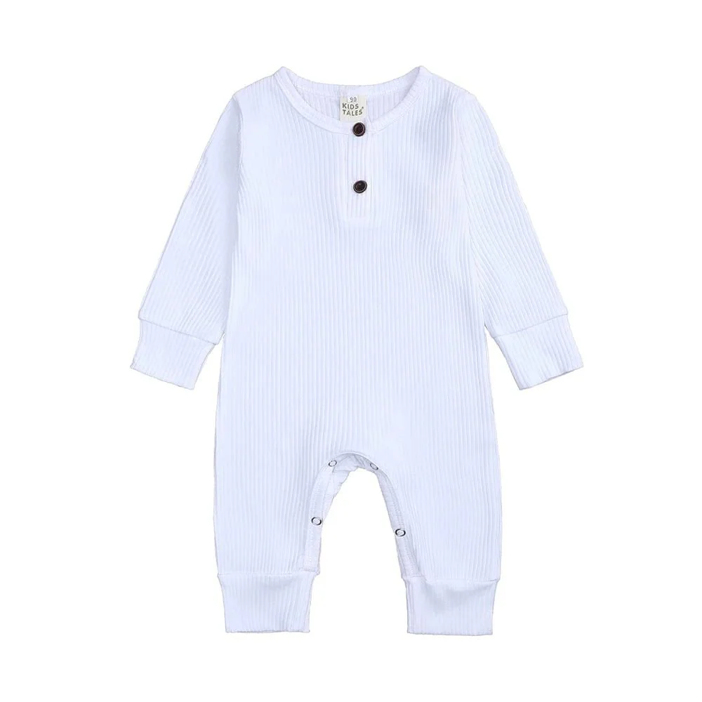 White Henley-Style Baby Sleepsuit (Various Styles)