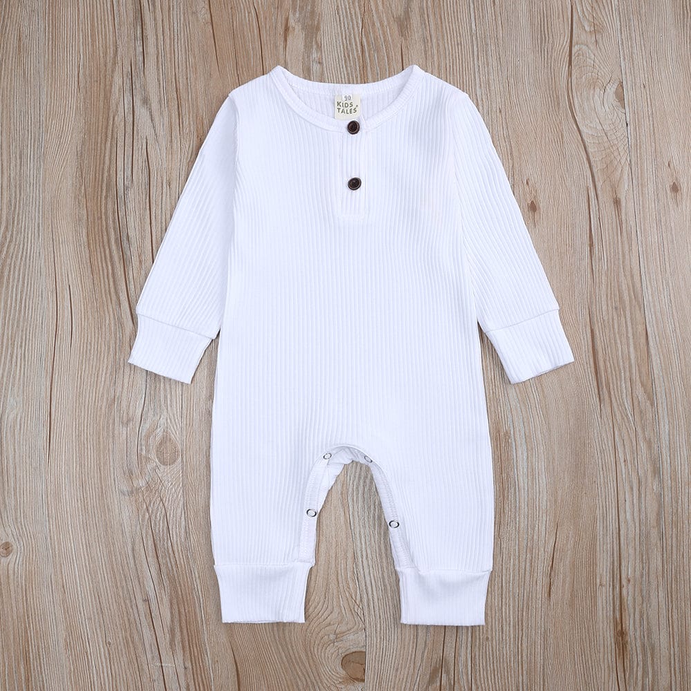White Henley-Style Baby Sleepsuit (Various Styles) - Image 2
