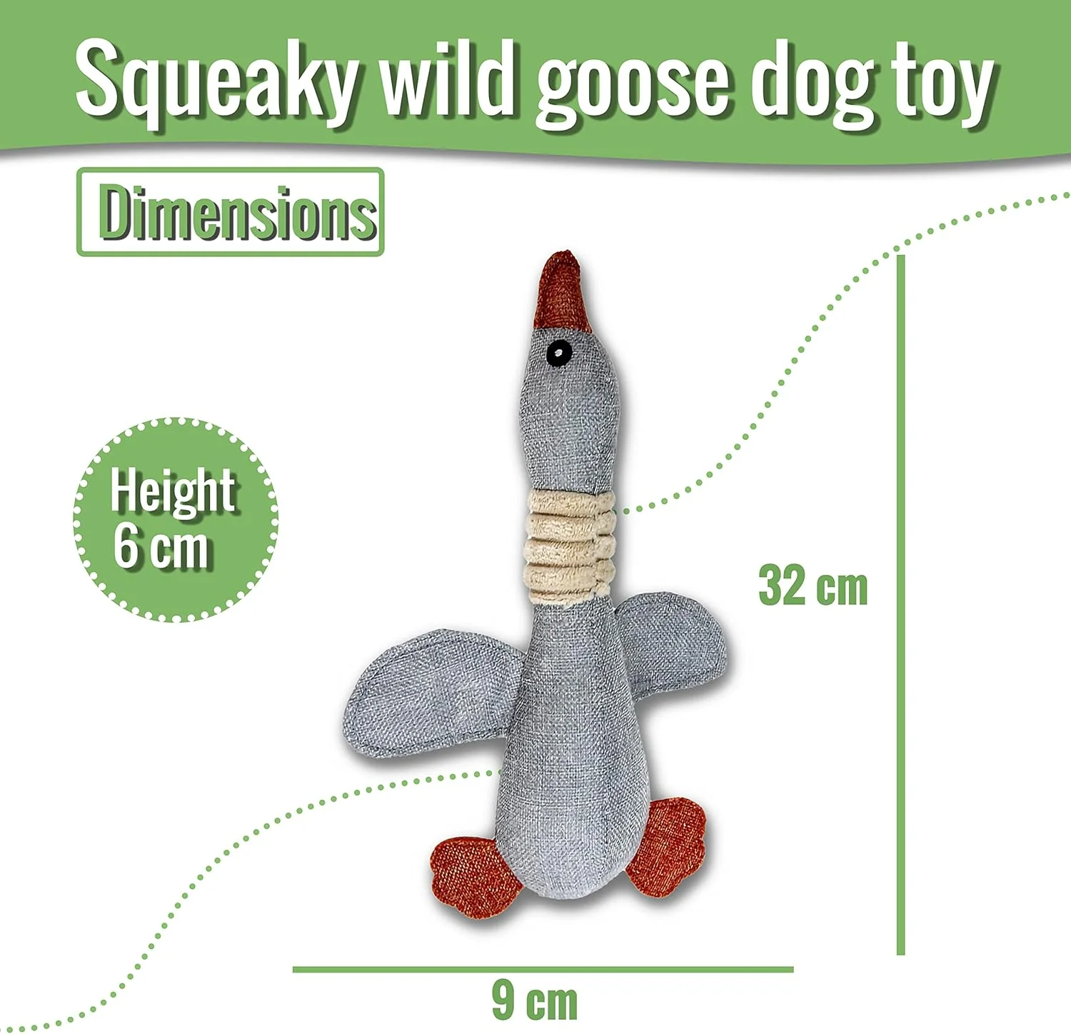 Wild Goose Squeaky Dog Toys for Small to Medium Dogs (Grey & Blue) - Image 2