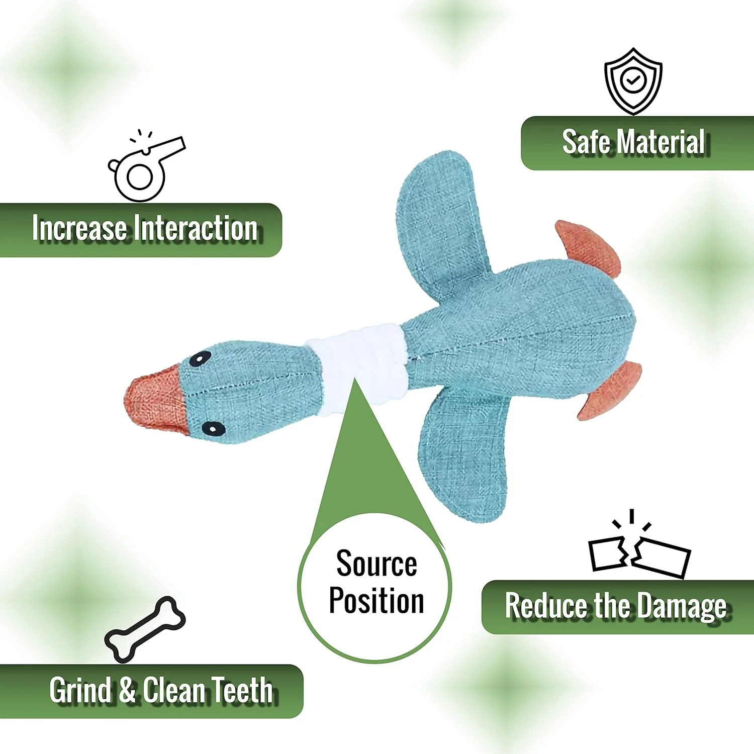 Wild Goose Squeaky Dog Toys for Small to Medium Dogs (Grey & Blue) - Image 3