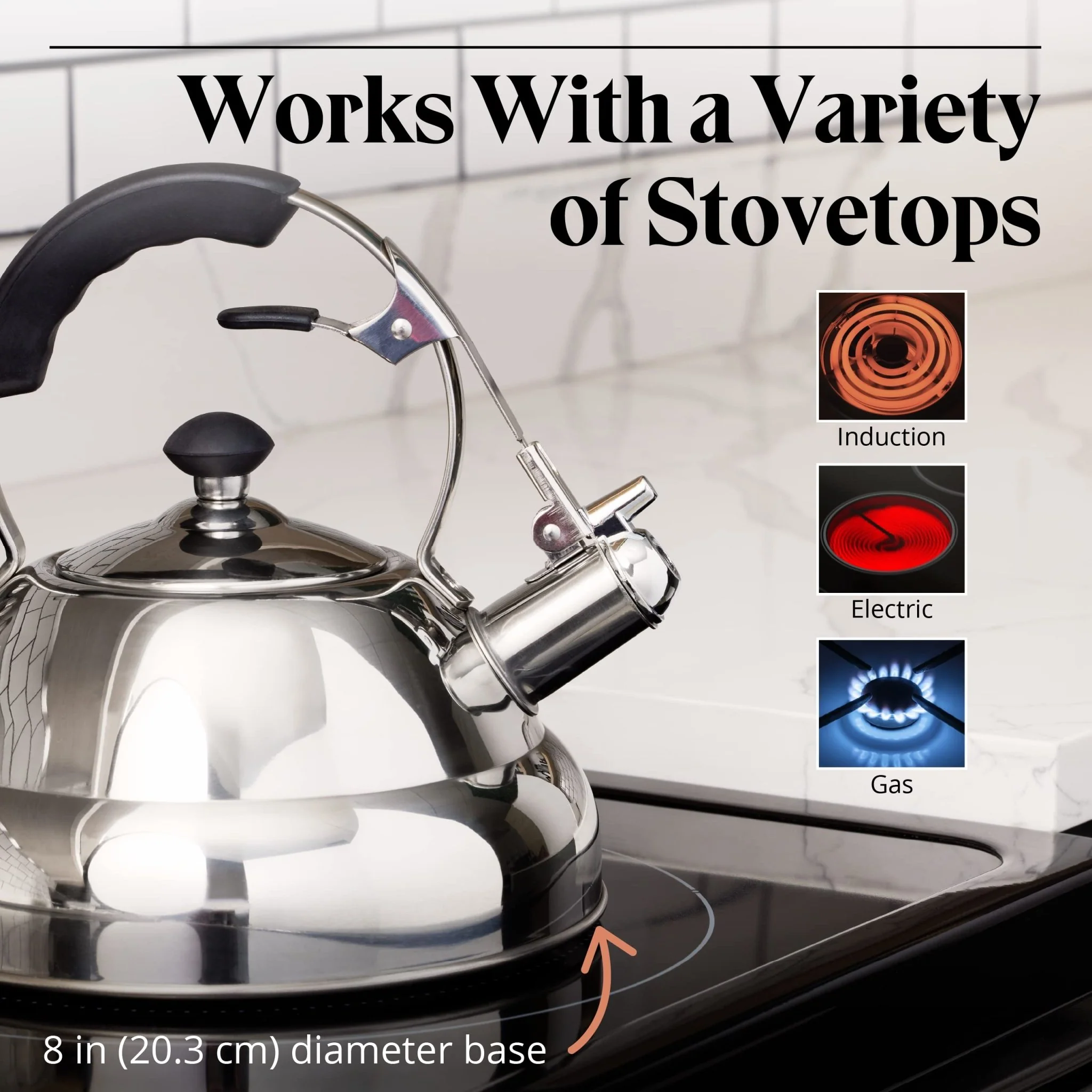 Willow & Everett Whistling Camping Kettle 3L - Stainless Steel - Image 2