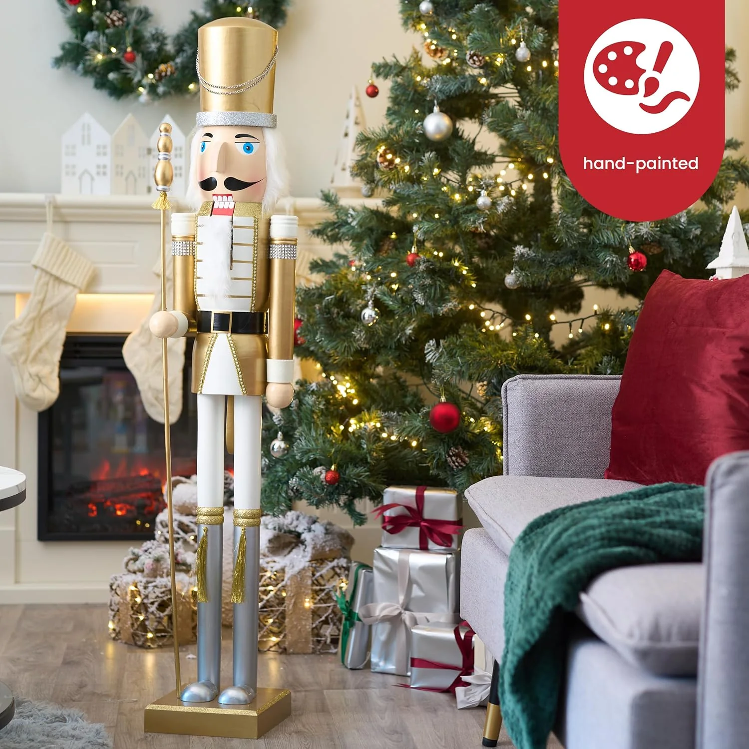 XXL Handmade Giant Wooden Christmas Nutcracker Soldier King, 120cm / 4ft - Image 3