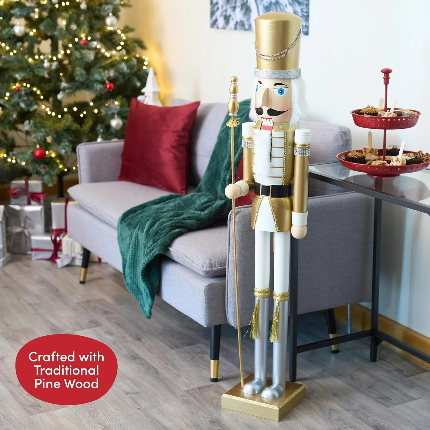 XXL Handmade Giant Wooden Christmas Nutcracker Soldier King, 120cm / 4ft - Image 4