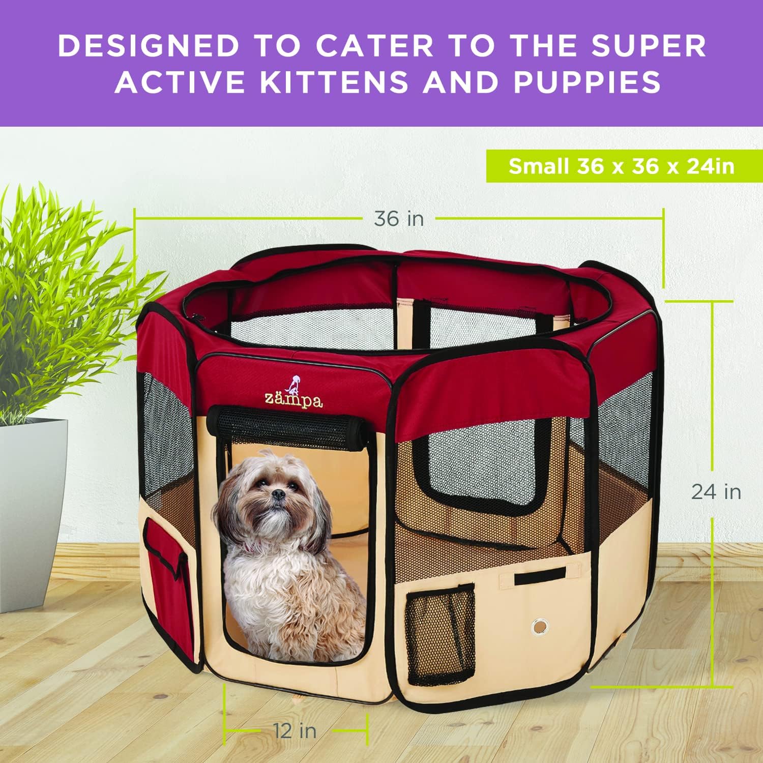 Zampa Pet Pop Up Dog Playpen Inside or Outdoor - Various Colours/Sizes - Image 10