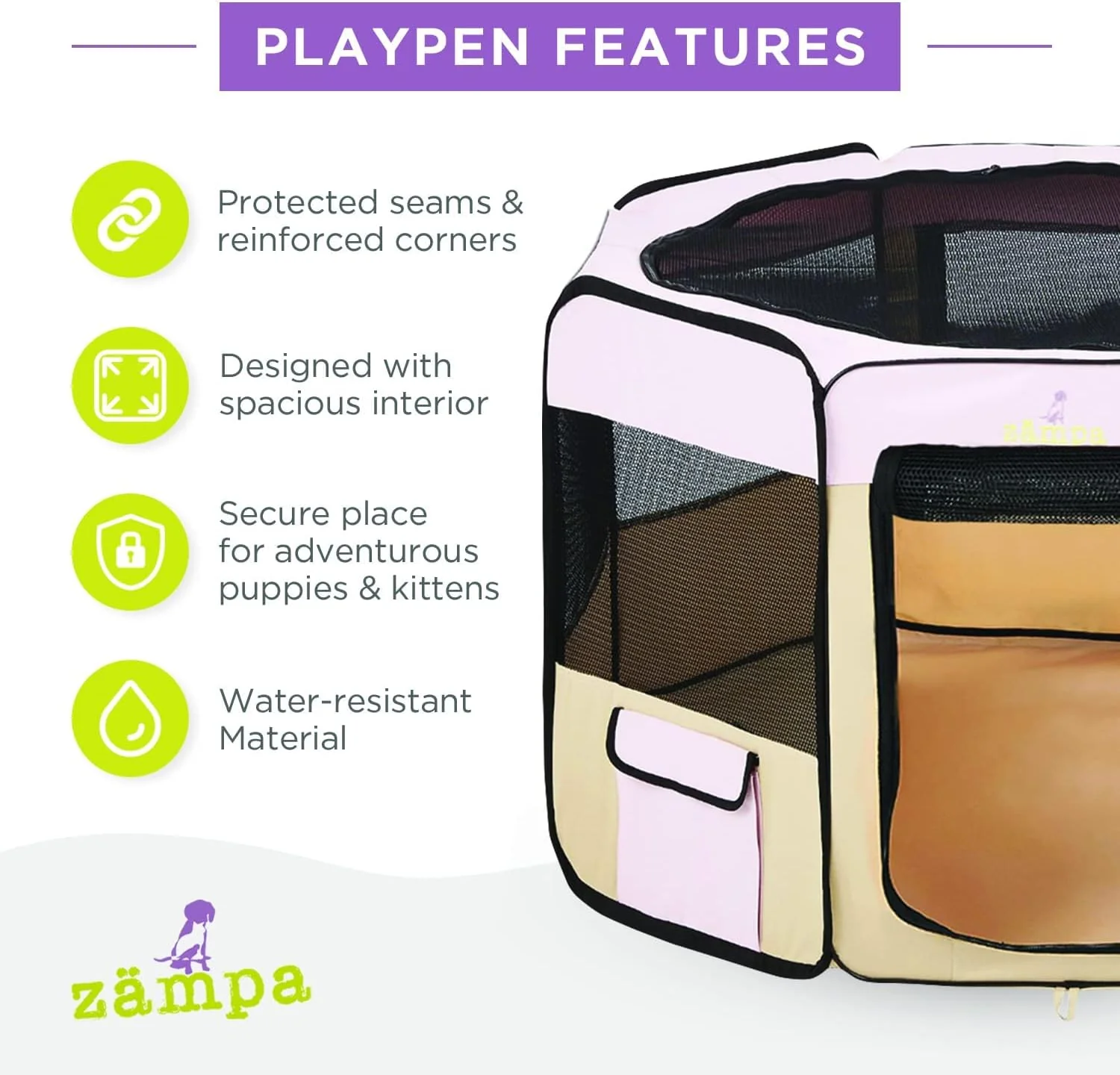 Zampa Pet Pop Up Dog Playpen Inside or Outdoor - Various Colours/Sizes - Image 13