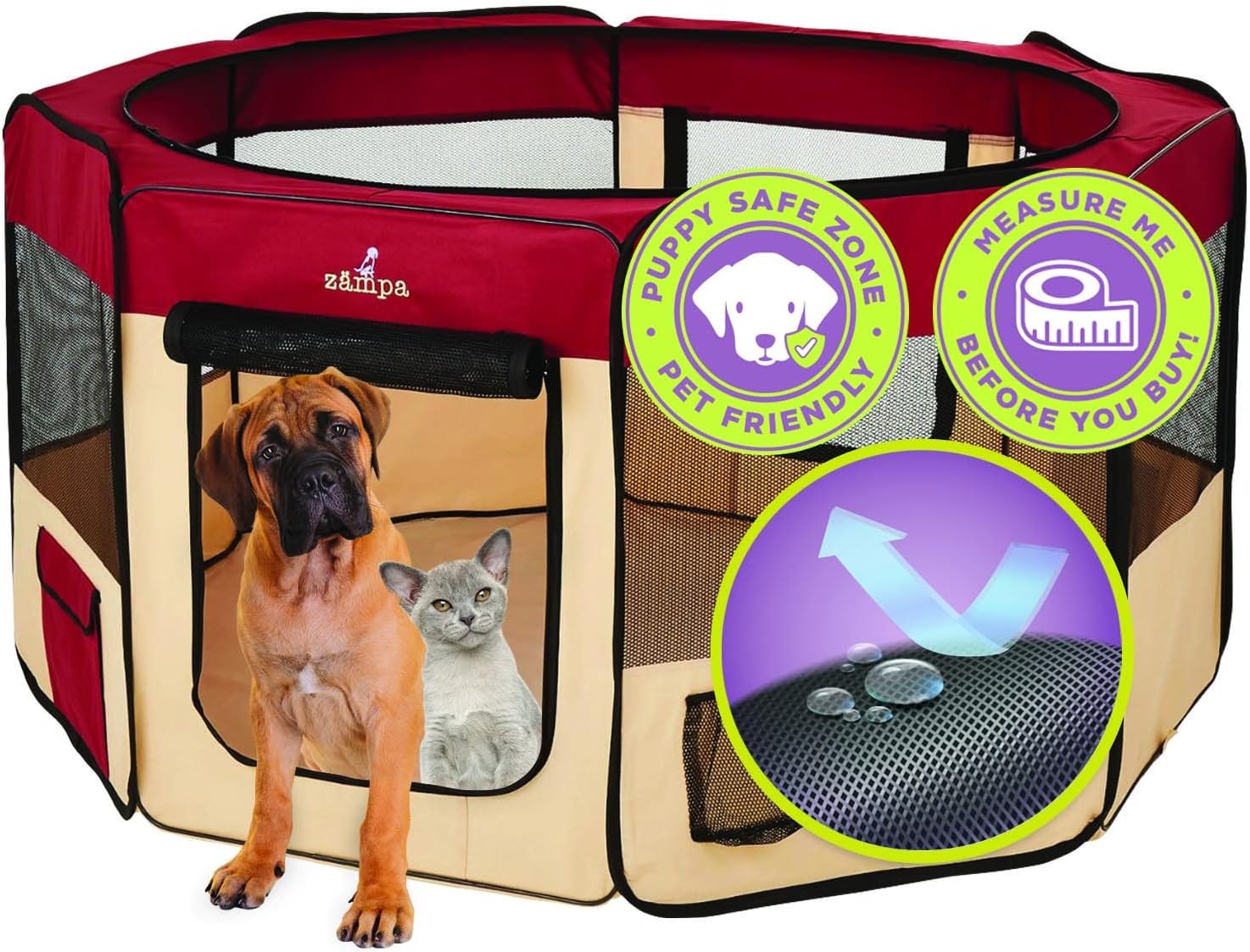 Zampa Pet Pop Up Dog Playpen Inside or Outdoor - Various Colours/Sizes - Image 7