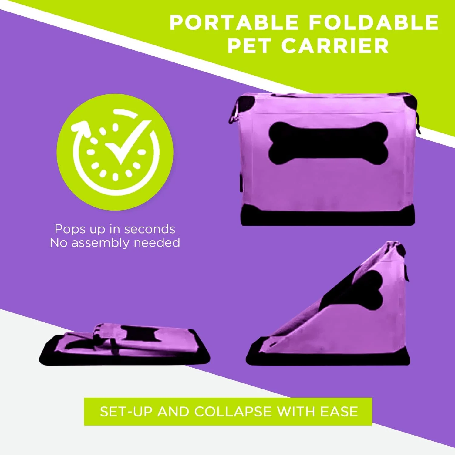 Zampa Portable Soft Dog Cat Pet Crate - Pink (Small) - Image 5