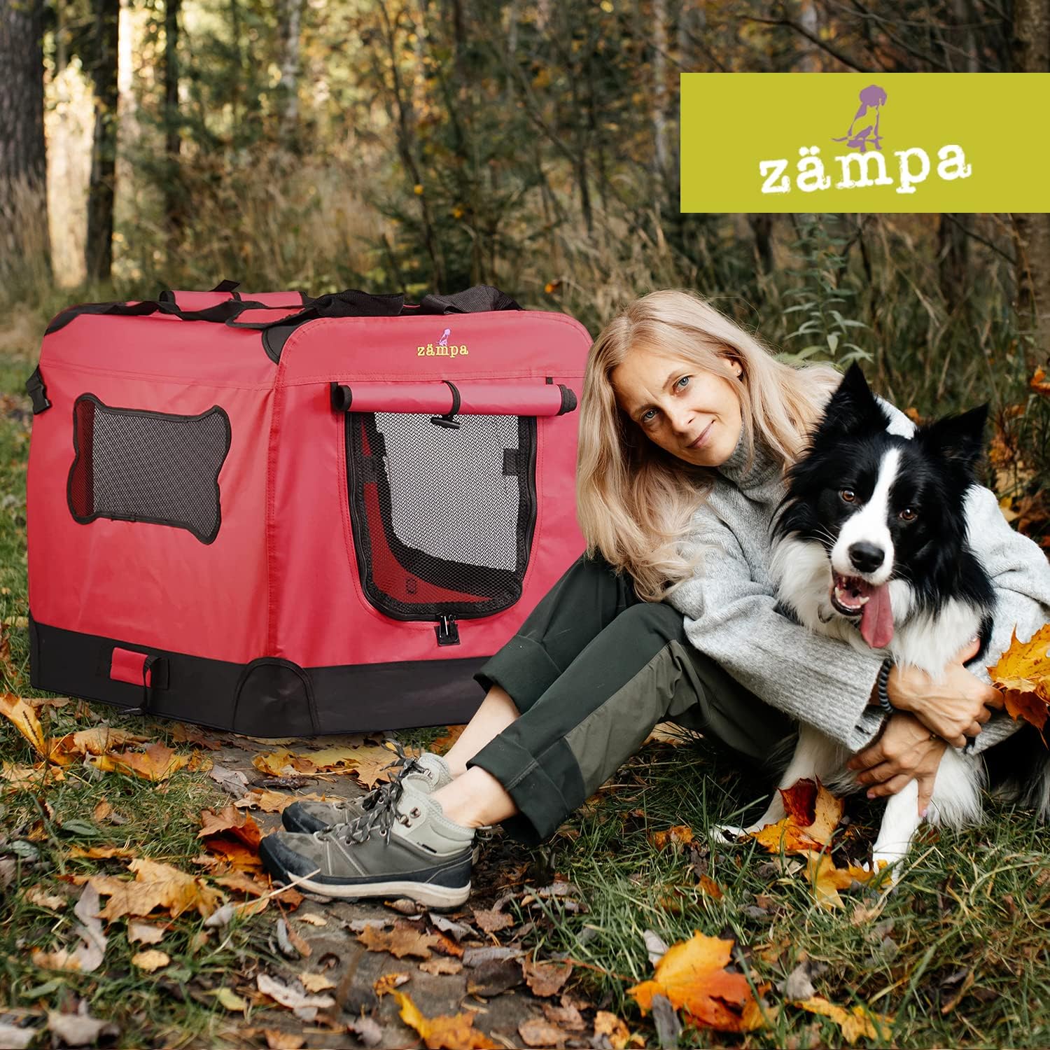 Zampa Portable Soft Dog Pet Crate - Red (XXL) - Image 6