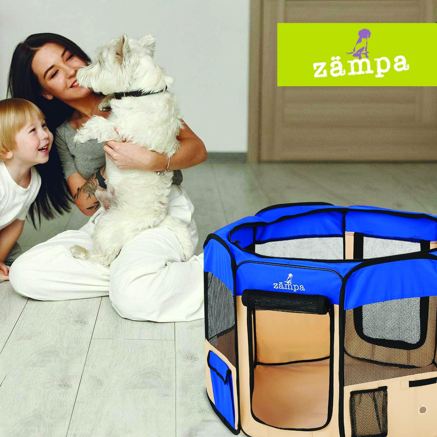 Zampa Popup Soft Pet Dog Puppy PlayPen - Blue XS - Image 7