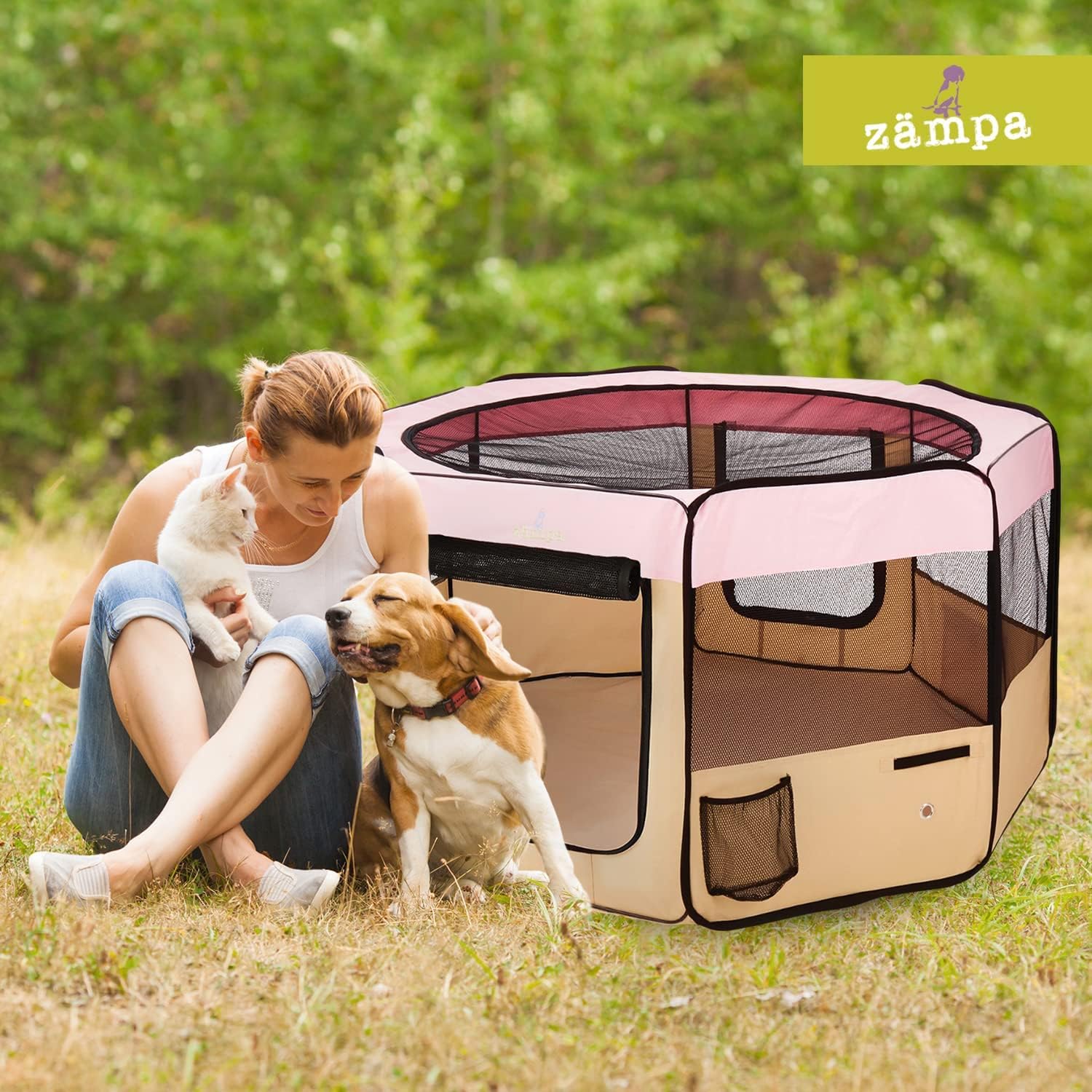 Zampa Popup Soft Pet Dog Puppy PlayPen - Light Pink - Large - Image 7