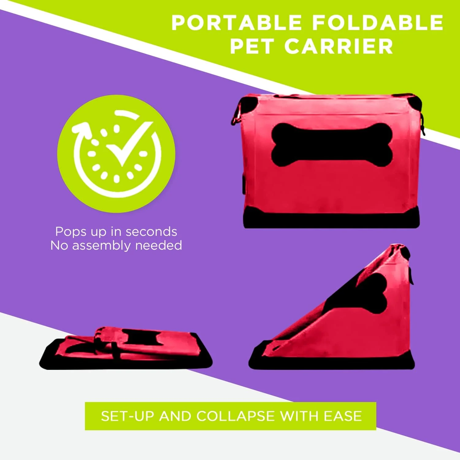 Zampa Portable Soft Dog Cat Pet Crate - Various Colours/Sizes - Image 16