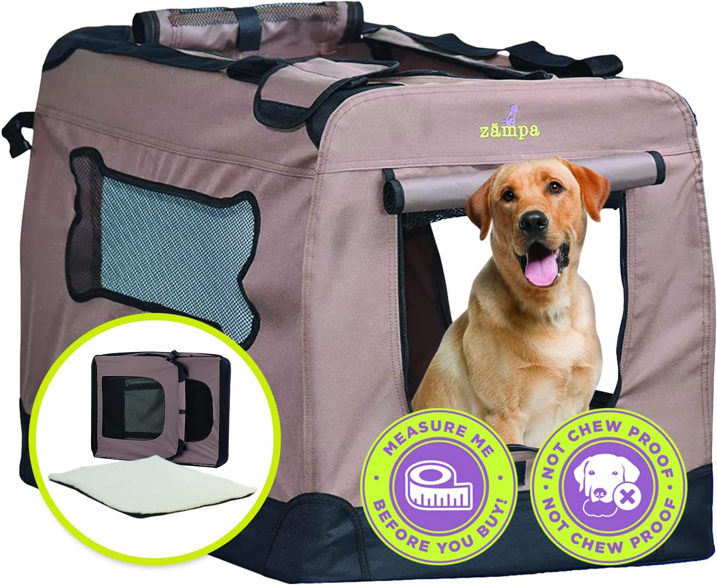 Zampa Portable Soft Dog Cat Pet Crate - Various Colours/Sizes - Image 9