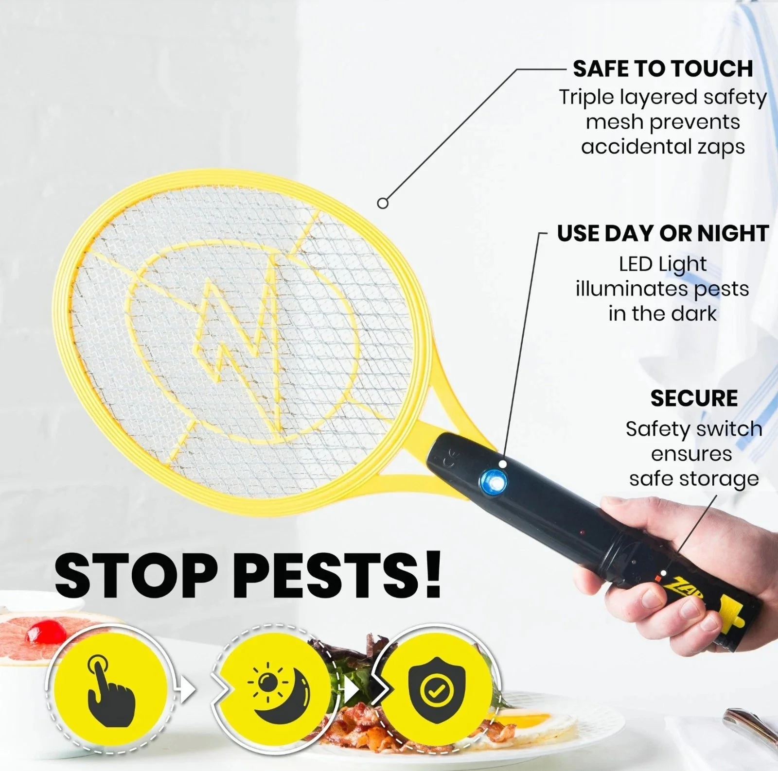 Zap It! Electric Fly Swatter Rechargeable Fly Zapper - Medium - Image 2