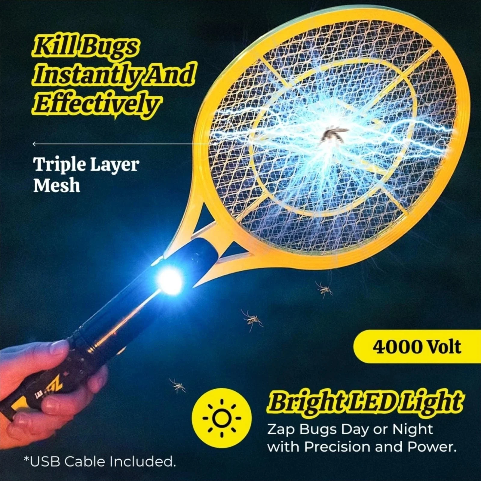 Zap It! Electric Fly Swatter Rechargeable Fly Zapper - Medium - Image 5