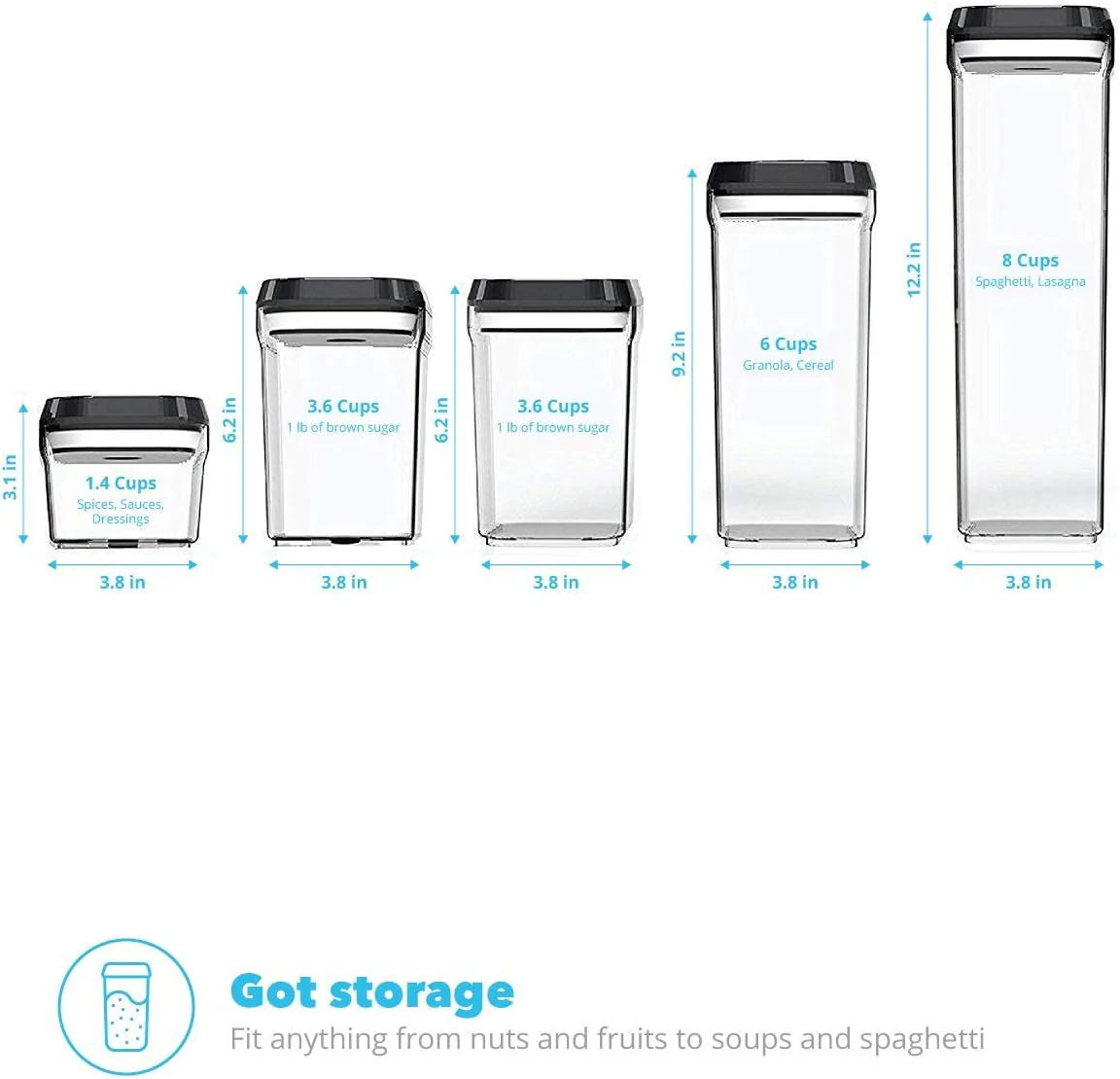 Zeppoli Airtight Food Storage Containers - 5 Piece Set - Image 3