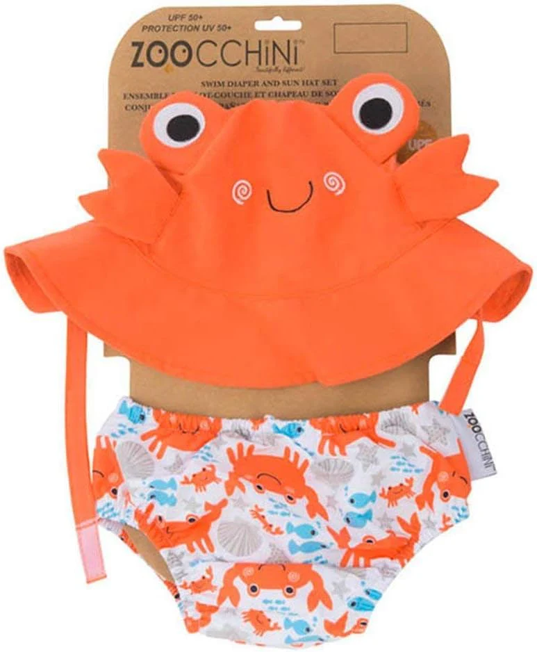 ZOOCCHINI Swim Nappy & Sun Hat Crab (12-24M)